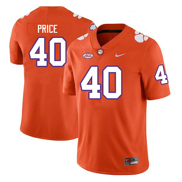 Men #40 Luke Price Clemson Tigers College Football Jerseys Sale-Orange